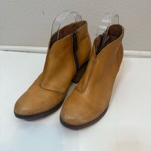 Bussola Leather Camel Toffee Brown Tan Womens Ankle Boots Booties Size 38 US 7.5